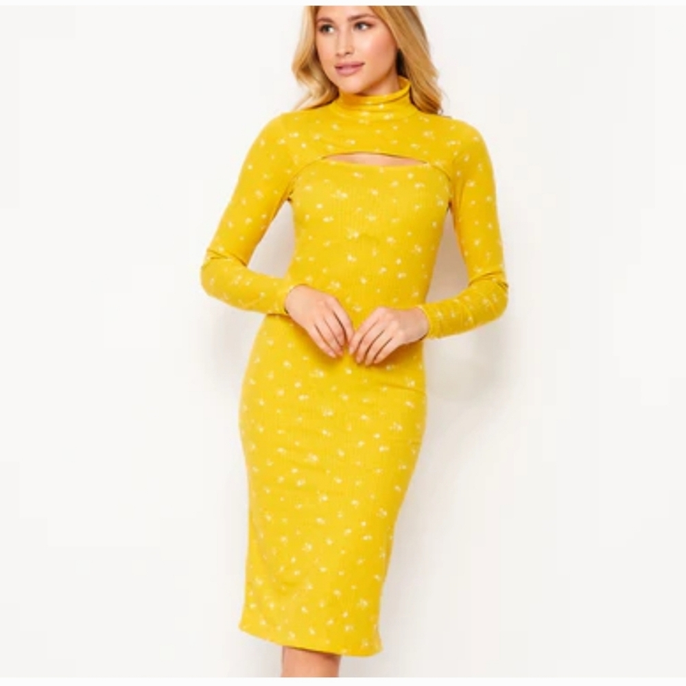 NWT! Velvet Torch Nordstorm Yellow White Floral Print Dress XS